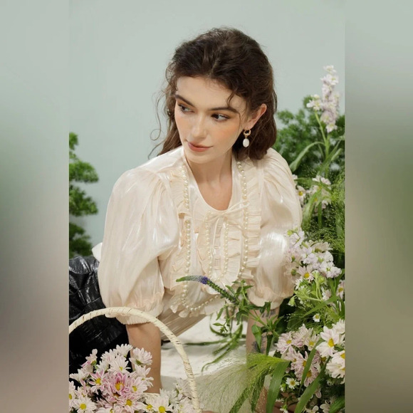 NWT Dear Jose Ivory Organza Blouse - Picture 8 of 14